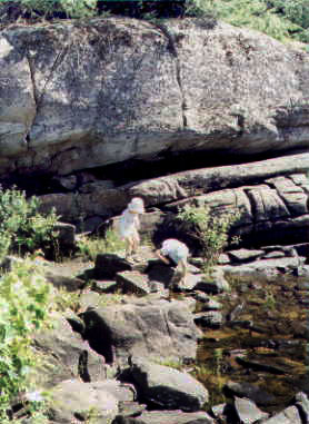 Gleannan and Liam explore the shore.