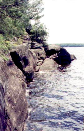 The rugged shoreline